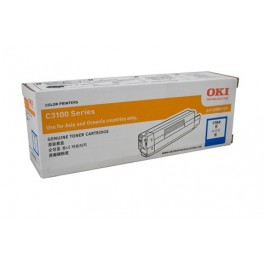 OKI TN-C3100-C (3K) Cyan Toner Cartridge for OKI C3100 Color Laser Printers